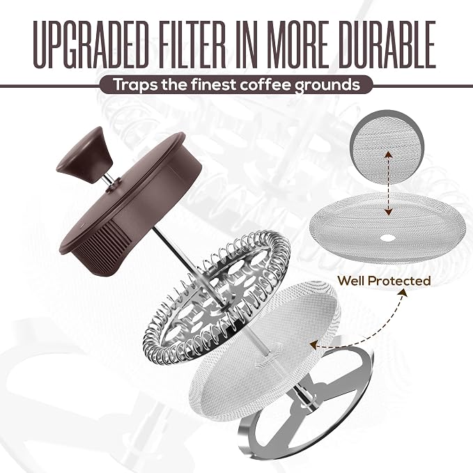 Utopia Kitchen 12 Ounce 0.35 Liter French Press Coffee Maker, Tea Maker, Travel Coffee Presses, Heat Resistant Thickened Borosilicate Coffee Pot for Camping Travel Gifts, Deep Taupe Pack of 1