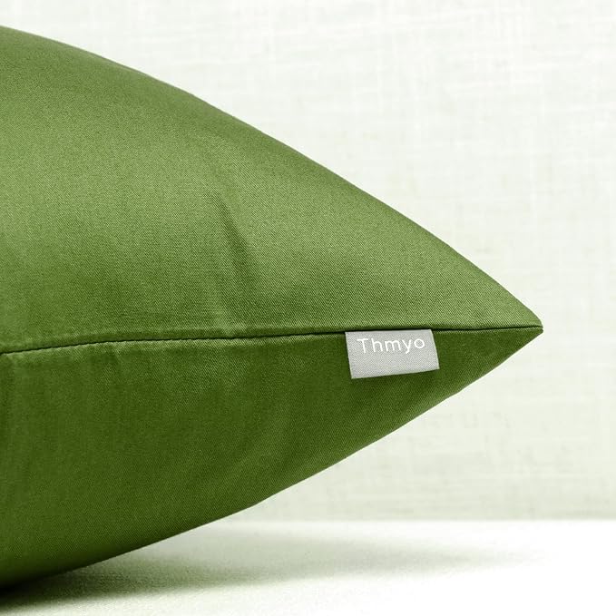 Thmyo 4-Pack 100% Cotton Comfortable Solid Decorative Throw Pillow Case Square Cushion Cover Pillowcase Sublimation Blank Pillow Covers DIY Throw Pillowcase(16x16 inch/ 40x40cm,Olive Green)