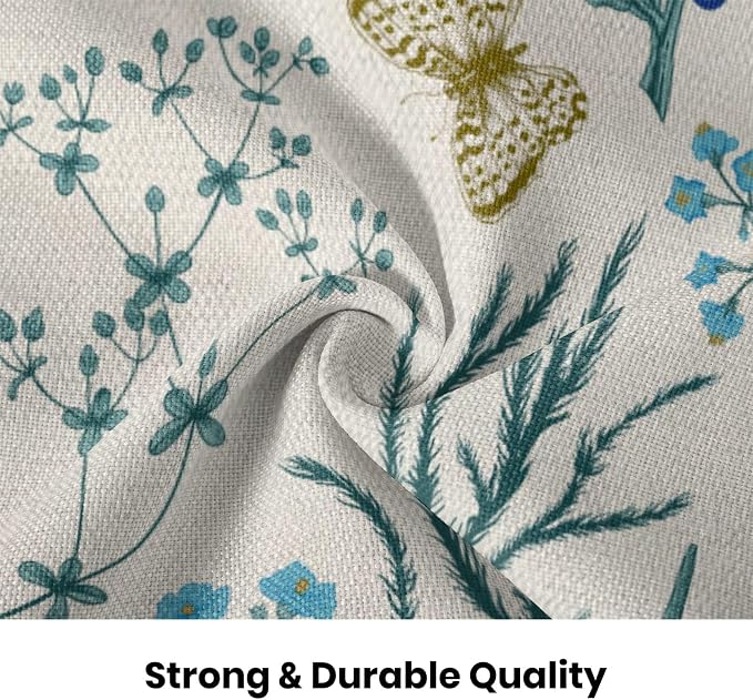 AEIOAE Spring Pillow Covers 22x22 Inch Set of 2,Blue Teal Wild Flower Plant Throw Pillows Case,Seasonal Floral Outdoor Decorative Square Linen Farmhouse Decor Cushion Covers for Home Sofa Bed Couch