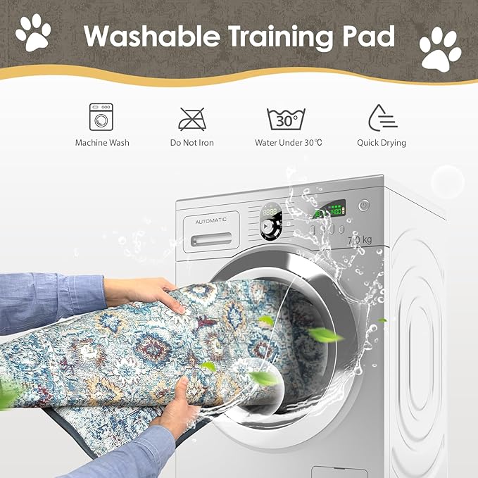 Washable Pee Pads for Dogs Large 2 Pack, 48" x 48" Reusable Puppy Pads Waterproof Dog Rugs, Super Absorbent, Leakproof, Dog Crate Pad, Playpen Mat, Whelping Pads, Vintage