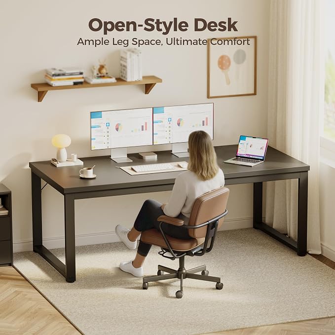 Mericonia 40 Inch Computer Desk, 1.2" Thick Small Office Table, Black | Modern Simple Style, Heavy Duty Industrial Frame, Small Study & Writing Table for Home Bedroom Work