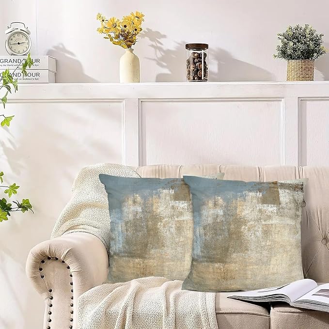 Throw Pillow Covers for Couch, 26x26 Inch, 2 Pack, Grey Beige | Decorative Throw Pillow Covers Cushion Covers for Couch Bedroom Sofa Living Room