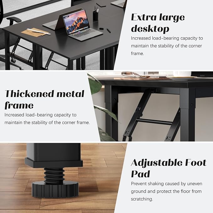 Need Office Computer Desk 35.8 Inch Sturdy Folding Laptop Table Black | Black Frame Writing Gaming Work Table/Foldable Home Office Desk/Sewing Table, No Assembly Required