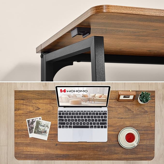 WOHOMO Folding Desk, 31.5" Foldable Computer Table for Small Spaces, Walnut | Easy Assembly and Fold, Sturdy Home office desks for Study Bedroom Dorm Space Saving Writing Work Apartment