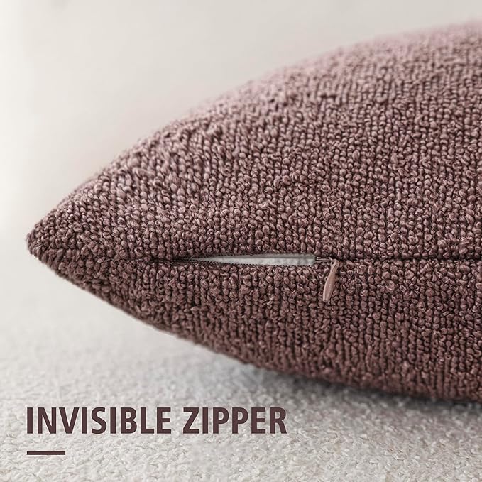 Foindtower Pack of 2 Textured Boucle Throw Pillow Covers Accent Solid Decorative Lumbar Pillow Cases Cozy Soft Couch Cushion Case for Chair Sofa Bedroom Living Room Home Decor 12x20 Inch Dark Purple