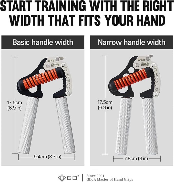 GD IRON GRIP Grip Strength Trainer Adjustable Hand Gripper Strengthener Hand Grip Exerciser Wrist Strengtheners Silent & Durable – Forearm, Finger & Hand Strength Training for Athletes, Climbers & Rehabilitation