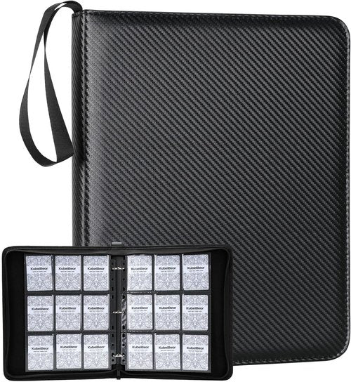 Card Binder - 720 Capacity Zippered Holder for MTG, Sports & Collectible Cards - Durable, Acid-Free Storage (Black, 9 Pocket)