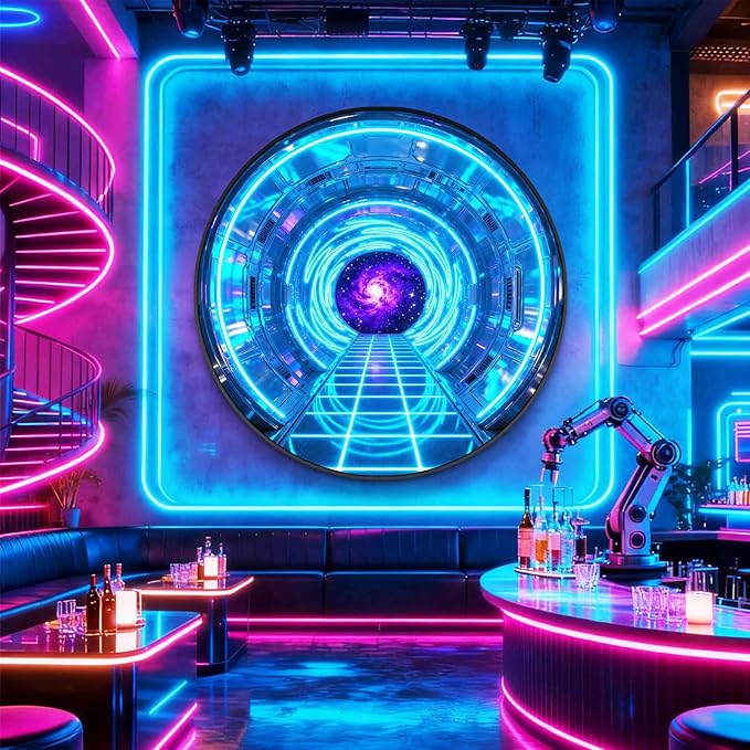 DAJIAYIQI LED Light Decor Wall Art, 3D Wall Sculpture Decoration with Aluminum Frame, Full-screen LED Illuminated Panel, Technological Glowing Wall Art for Bars Hotels E-sports Room(B,80cm)