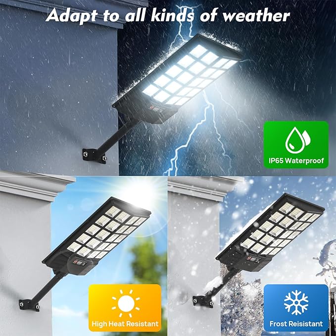 Solar Street Light with Remote, Waterproof Motion Sensor Flood Light, Dusk to Dawn Outdoor Security Lighting for Yard, Garden, Pathway (1 Pack)