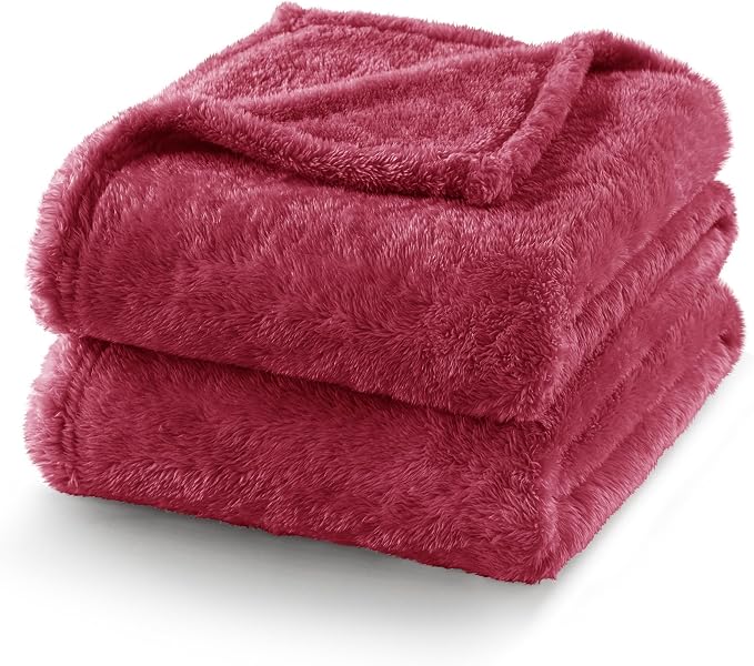 Exclusivo Mezcla Fuzzy Plush Fleece Bed Blanket Twin XL Size, Deep Red | 90x66 Inches, Super Soft and Cozy Bed Blanket, Fluffy Blanket for Bed, College Dorm Room Essentials, All Season