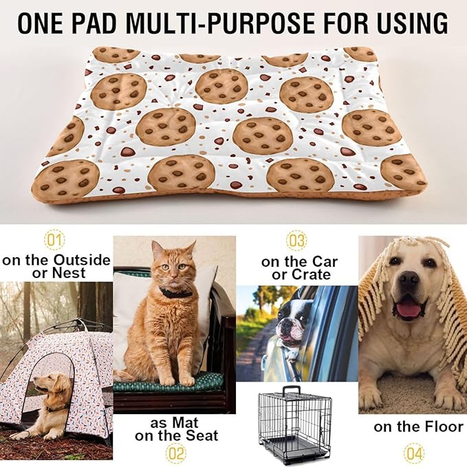 Pet Bed Cookies Dog Bed Mat Absorbing Non Slip Pad Pet Sleeping Mat for Small, Medium, and Large Dogs Puppy Cat 36 in x 24 in
