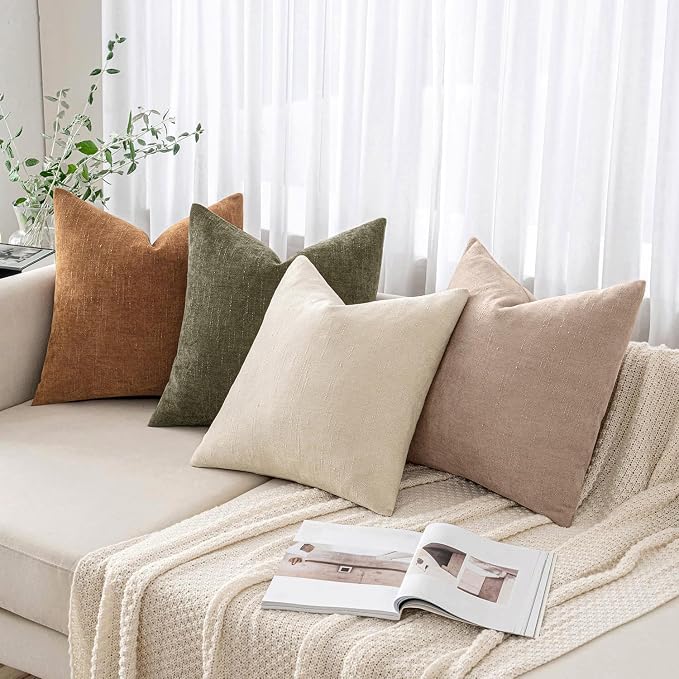 MIULEE 12x20 Inch Lumbar Textured Chenille Throw Pillow Covers Irish Cream | Pack of 2 Decorative Soft Throw Pillows, Solid Textured Cushion Covers, Modern Home Decor for Couch Sofa Bedroom Living Room