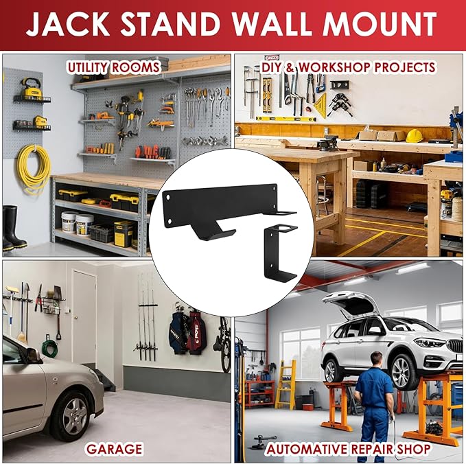 Floor Jack Wall Mount with Handle Holder, Floor Jack Holder, Hydraulic Trolley Jack Stand Accessories