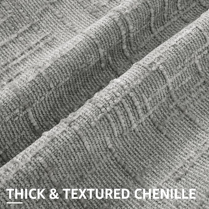 decorUhome Textured Chenille Throw Pillow Covers 18x18 Set of 2 Grey | Fall Modern Farmhouse Soft Cozy Slubby Couch Pillow Cases Boho Decorative Pillow Cases for Bed Sofa Living Room Home Decor