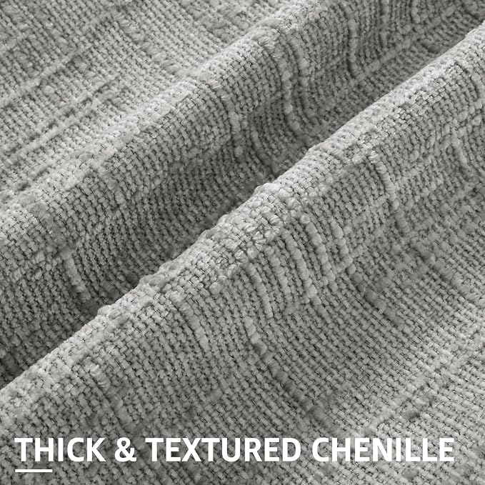 decorUhome Textured Chenille Throw Pillow Covers 22x22 Set of 2 Grey | Fall Modern Farmhouse Soft Cozy Slubby Couch Pillow Cases Boho Decorative Pillow Cases for Bed Sofa Living Room Home Decor