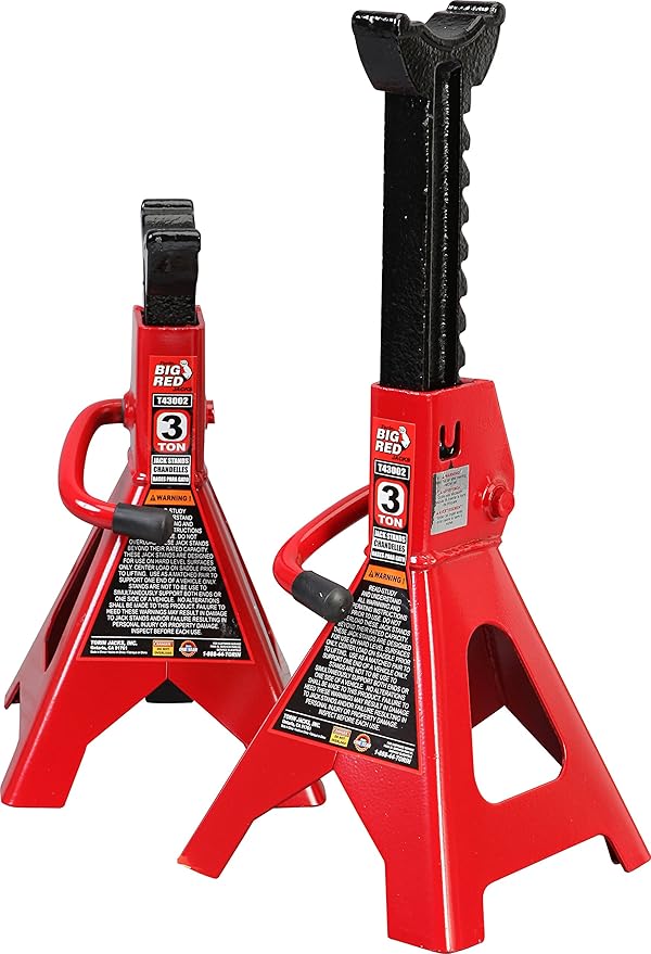 Sunex 6602LP 2 Ton Low Rider Steel Service Jack & BIG RED T43202 Torin Heavy Duty Steel Jack Stands: 3 Ton (6,000 lb) Capacity Car Lifting Stand,1 Pair (Not Suitable for SUV,Truck)