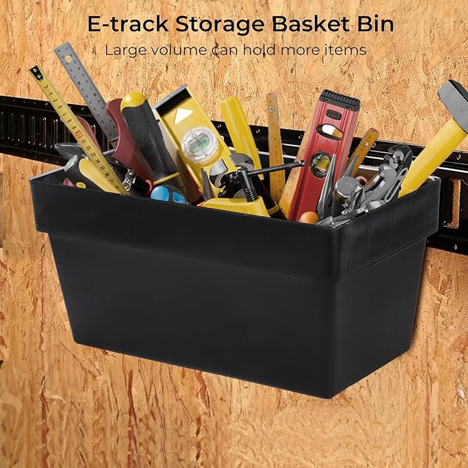 ZOOFOX E-Track Basket, Heavy Duty E-Track Storage Bin for E-Track System, E Track Accessories Hanging Box for Enclosed Trailer, Garage and Workshop