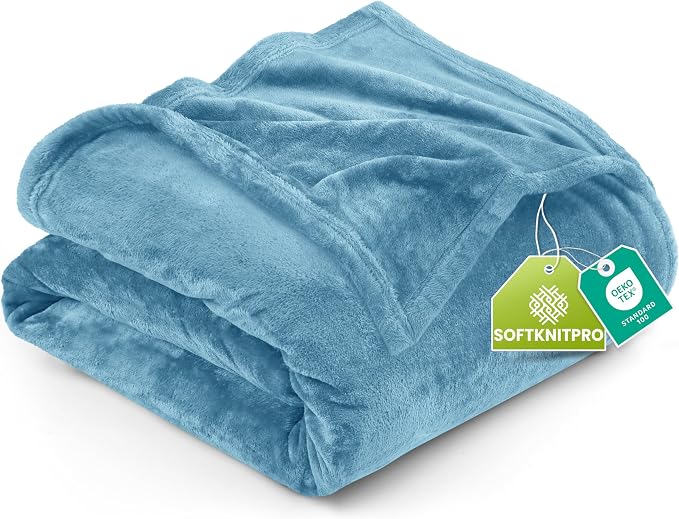 Utopia Bedding Soft Fleece Bed Blanket Twin Size Washed Blue (60x80 Inch) | Microfiber Plush Warm Lightweight Breathable Cozy Blanket Anti-Static, All Season Use, Gift for Women and Men