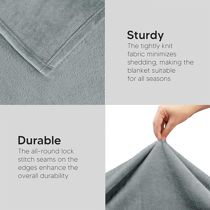 Utopia Bedding Soft Fleece Bed Blanket Twin Size Ash Grey (60x80 Inch) | Microfiber Plush Warm Lightweight Breathable Cozy Blanket Anti-Static, All Season Use, Gift for Women and Men