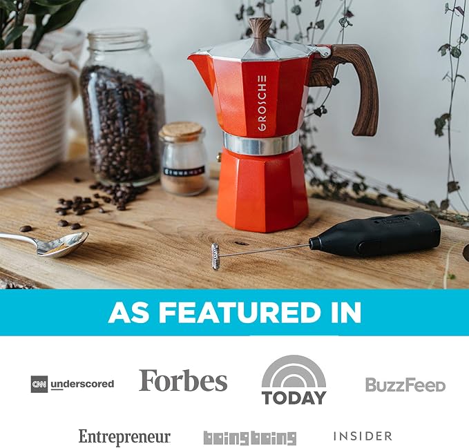 GROSCHE Milano Stovetop Espresso Maker Moka Pot 3 espresso Cup - 5oz, Red - Cuban Coffee Maker Stove top coffee maker Moka Italian espresso greca coffee maker brewer percolator | Cuban Coffee Maker And Italian Moka Pot For Stovetop Espresso; For Gas, E...