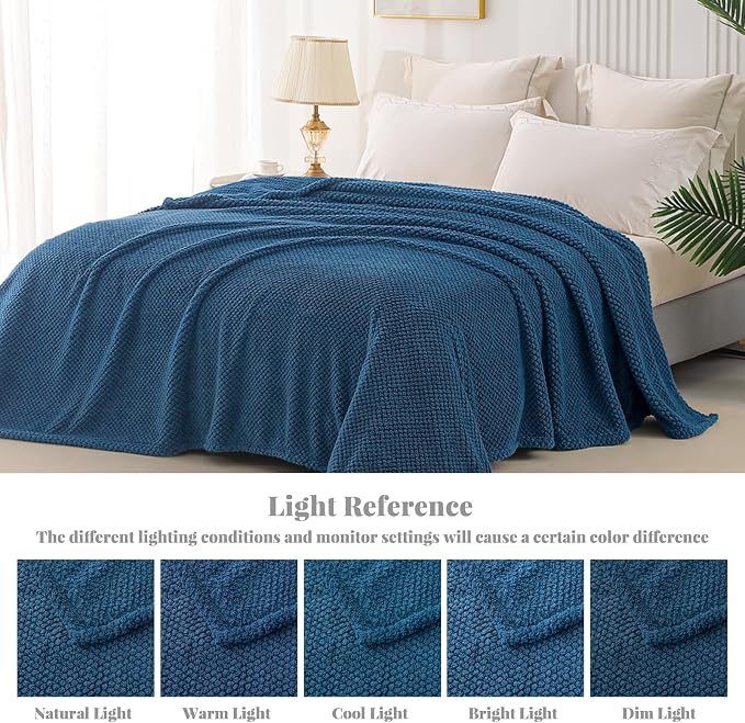 Whale Flotilla Soft Fleece Twin Size Bed Blanket, Navy Blue | 60x80 Inch, Suitable for Bed, Fluffy Fuzzy Jacquard Blankets for All Season, Lightweight and Cozy