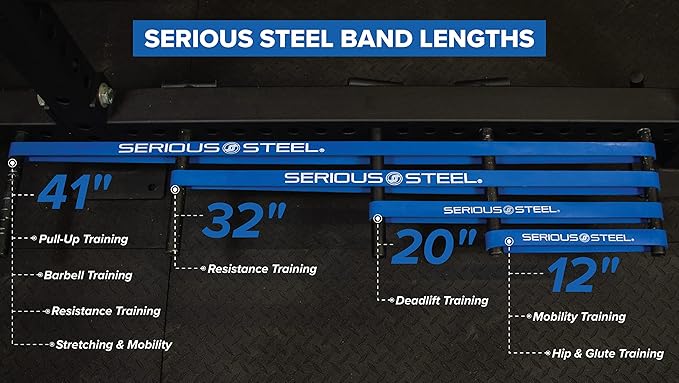 Serious Steel Fitness 32" Resistance Training Bands (Portable Exercise Band System Training Bands- Great for Individuals Under 5'10")