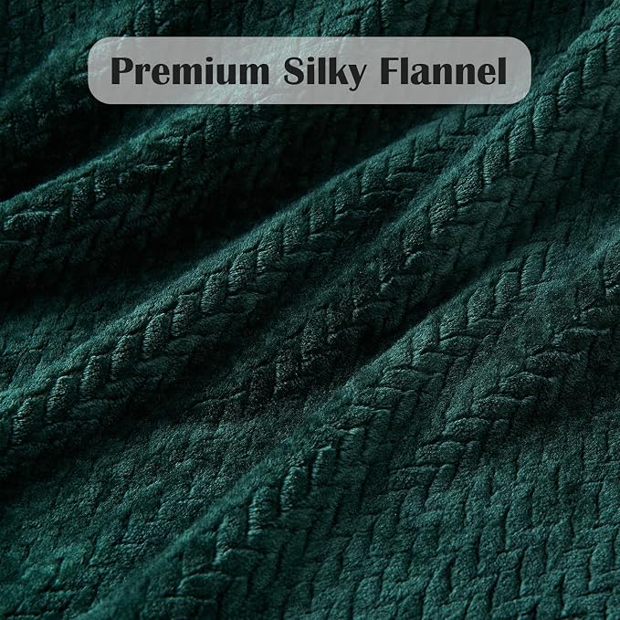 NEWCOSPLAY Fleece Leaves Pattern King Blanket, Forest Green, 90"x110" | Super Soft Throw Blanket, Lightweight Cozy Bed Sofa Blanket, Premium Silky Flannel Fleece, Travel Blanket for All Season Use