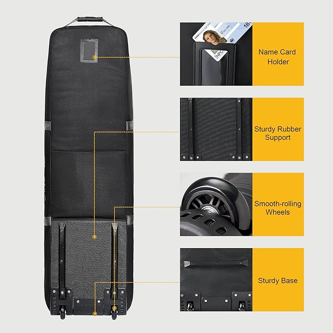 Golf Travel Bag with Wheels, 1200D Heavy Duty Oxford Fabric Golf Travel Case for Airlines