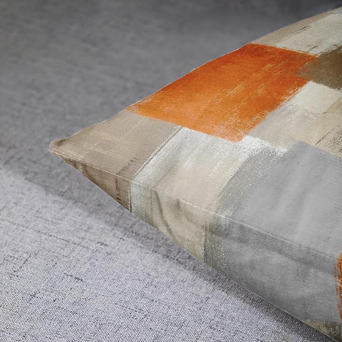Emvency Throw Pillow Covers Set of 2, 12 x 20 Inch, Orange Beige and Grey | Modern Abstract Painting Outdoor Decorative Square Pillow Cases Couch Cushion Case for Couch Bed Sofa Living Room Home Decor