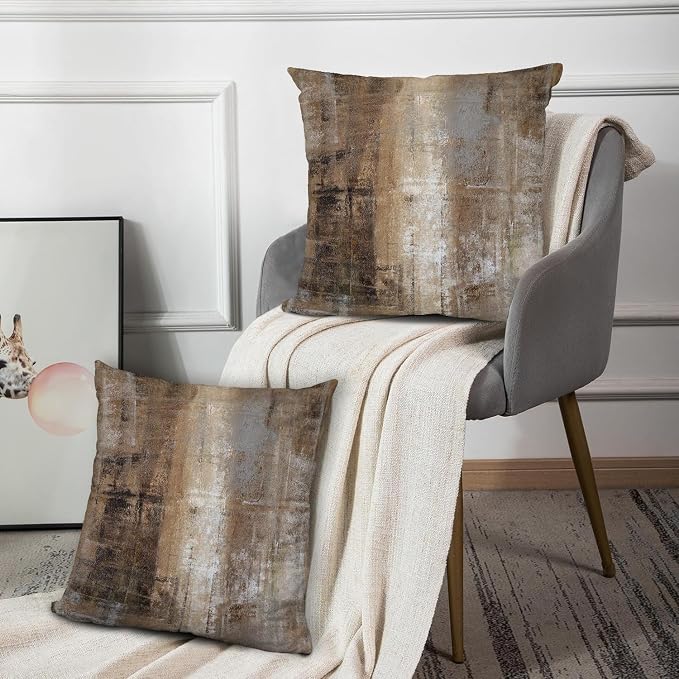 Throw Pillow Covers for Couch, 16x16 Inch, 2 Pack, Taupe | Decorative Throw Pillow Covers Cushion Covers for Couch Bedroom Sofa Living Room