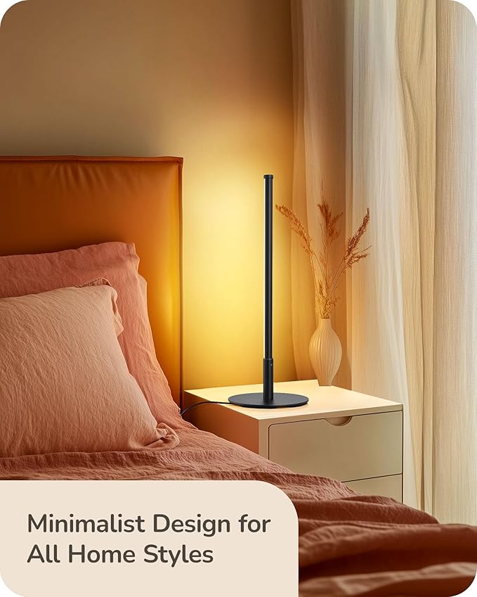 EDISHINE Upgraded LED Table Lamp, Stepless Dimmable Bedside Lamp with 3 Color Temperature, Modern Nightstand Lamp, Desk Lamp for Bedroom, Living Room, Corner, Gift, Metal Finish, Black, 6W | 3 Color Temperature, Memory Function, Metal Finish, Skinny Mo...