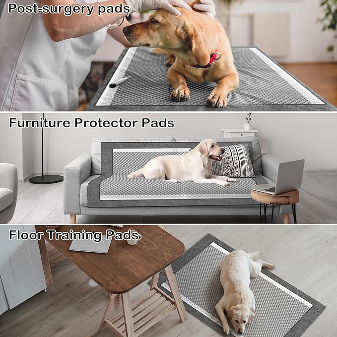 MIZOK Pee Pads for Dogs 23X24in Dog Pee Pads, Charcoal Odor Eliminating Wee Wee Pads for Dogs Absorbs Up to 4 Cups Urine, 6 Layers Leak-Proof Puppy Pads (50 Counts)