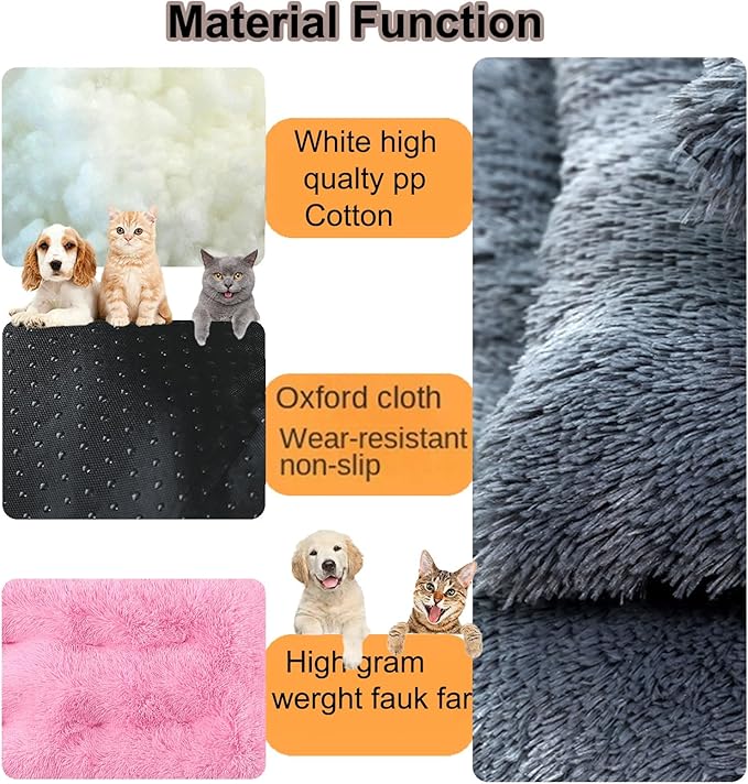Dog Crate Mat, Dog Bed for Large Dogs, Comfy Fluffy Kennel Pad Anti-Slip for Dog beds & Furniture, Quilted Dog Bed for Pets for Medium/Small Dogs Cats (Color : Pink 3, Size : 48x33)