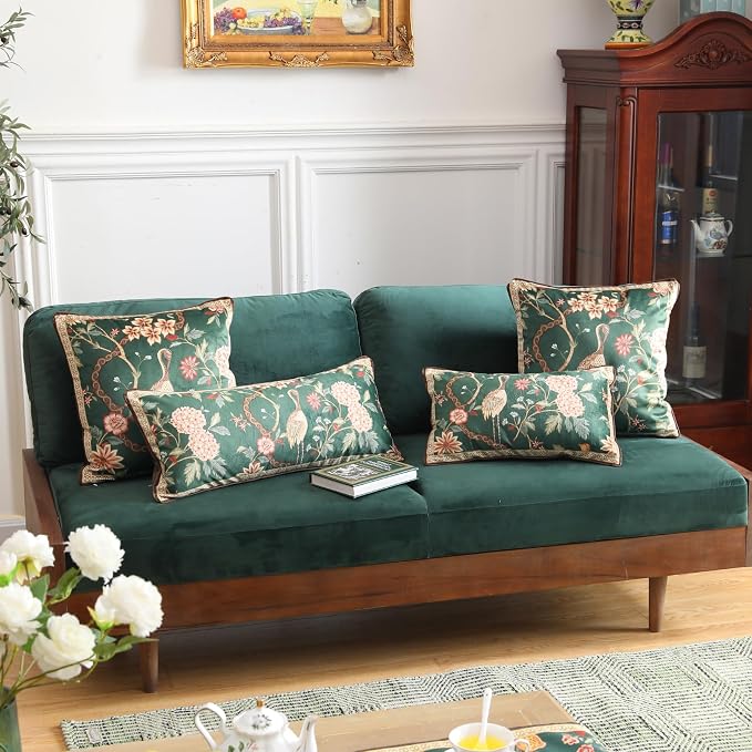 Designer French Velvet Throw Pillow Cover,Set of 2,18"x18"-Mitchell | Pillow Cover,Concealed Zipper Design,Dragonfly Pattern,Sofas,Bedroom,Living Room,Lounge Chairs,All Season Home Decor