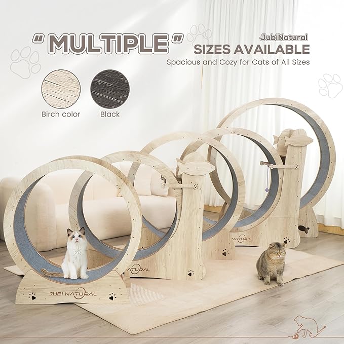 Cat Exercise Wheel, 33.9" Cat Running Wheel for Indoor Cats with Quiet Carpeted Runway, Cats Treadmill Wheels with Locking Mechanism, Cat's Weight Loss and Health - Black