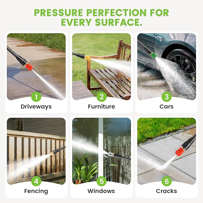 Pressure Washer 5000PSI Adjustable Pressure Power Washers with 33ft Hose, 4 Nozzle and Foam Cannon, Powerwashers Cleaner Machine for Home, Cars, Light Green