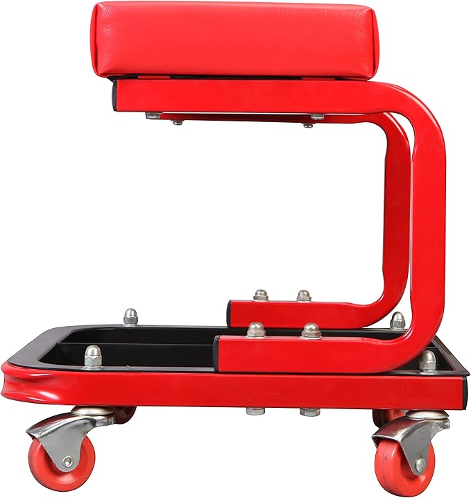 DNA Motoring Heavy Duty ABS Plastic Automotive Creeper and Torin TR6300 Padded Mechanic Rolling Shop Seat