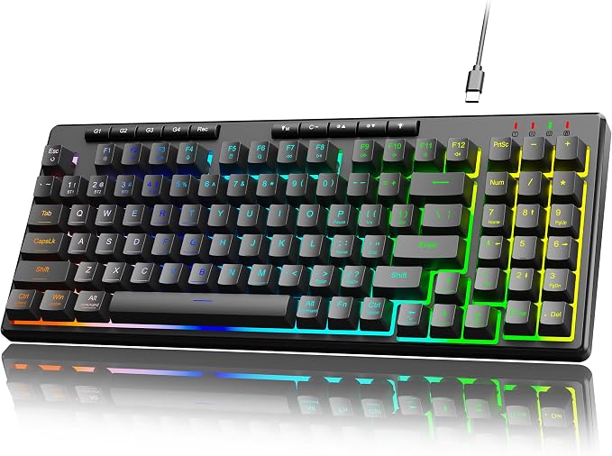 Redragon K517 Pro Wired Gaming Keyboard, RGB Backlit, Mechanical Feel 94 Keys Computer Keyboard with 4 Macro Keys, Number Pad, Anti-Ghosting, 4000mAh Battery for Win/MAC, PS4/5, Xbox