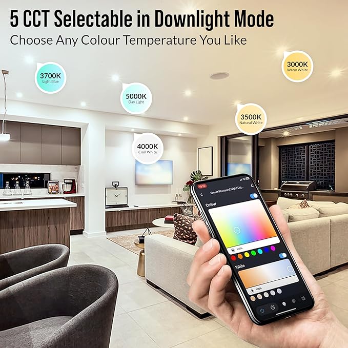 Smart Recessed Lighting: 4 inch 4 Pack WiFi Enabled, Color Changing, RGB Dimmable Ceiling Light with Easy Install Junction Box