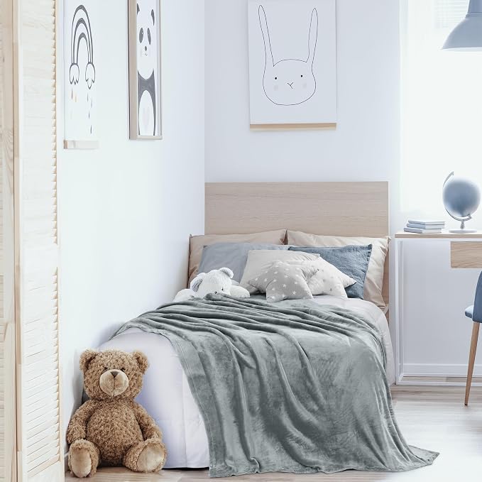 Utopia Bedding Soft Fleece Bed Blanket Queen Size Ash Grey (90x90 Inch) | Microfiber Plush Warm Lightweight Breathable Cozy Blanket Anti-Static, All Season Use, Gift for Women and Men