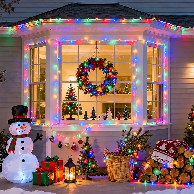 JMEXSUSS Multicolor Christmas Tree Lights Outdoor Indoor Clear Wire, 200 LED Christmas Lights 66ft Colorful String Lights Plug in for Bedroom Tree Room Party Xmas Decorations