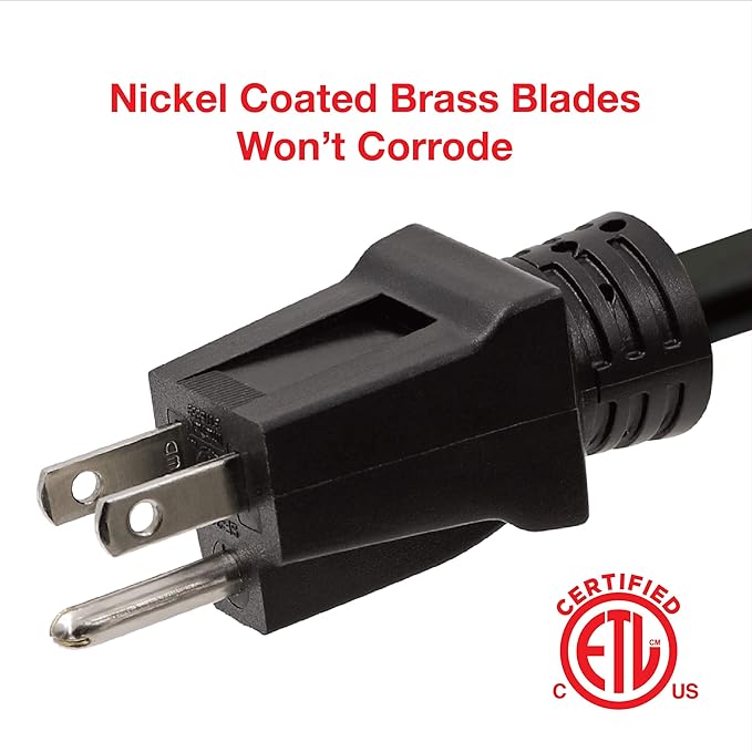 Clear Power 15 ft Indoor/Outdoor Extension Cord 16/3 SJTW, Black, Water & Weather Resistant, Flame Retardant, 3 Prong Grounded Plug, CP10123