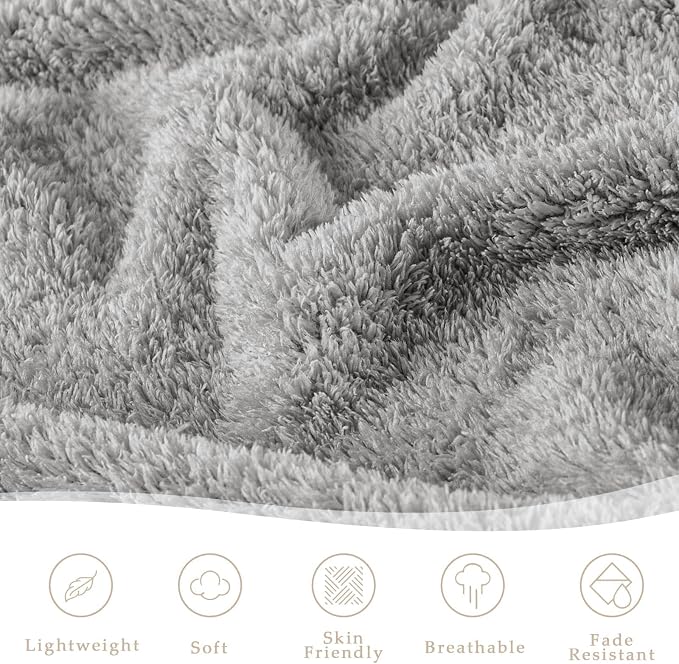 Exclusivo Mezcla Fleece Bed Blankets King Size for Bed, 90" x 104" | Super Soft and Cozy Fluffy Blanket for Women, Lightweight and Fuzzy Large Blanket for Bedroom , All Season, Light Grey