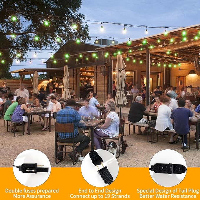 40FT LED Outdoor String Lights Waterproof, G40 LED Globe Outdoor Light for Patio with 27 Edison Vintage Shatterproof Bulbs, Connectable Backyard Lights for Garden, Bistro, Porch, Halloween