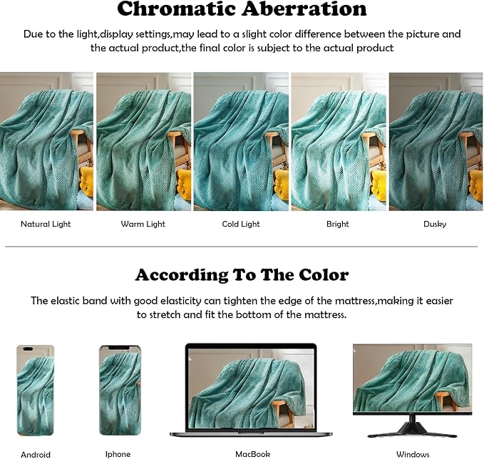 NEWCOSPLAY Fleece Leaves Pattern Twin Blanket, Light Teal, 60"x80" | Super Soft Throw Blanket, Lightweight Cozy Bed Sofa Blanket, Premium Silky Flannel Fleece, Travel Blanket for All Season Use