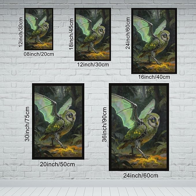 Framed Cyber Fantasy Wall Art for Living Room And Home Office Modern Sci Fi Nature Inspired Decor 24x36in