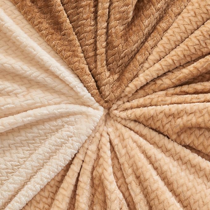 NEWCOSPLAY Fleece Leaves Pattern Twin Blanket, Ombre Brown, 60"x80" | Super Soft Throw Blanket, Lightweight Cozy Bed Sofa Blanket, Premium Silky Flannel Fleece, Travel Blanket for All Season Use