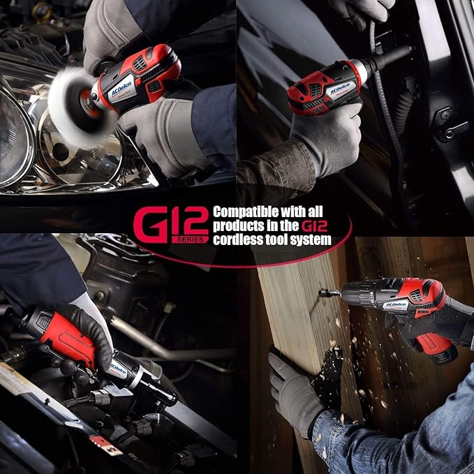 ACDelco ARW12103-K1 G12 Series 12V Cordless Li-ion 3/8” Brushless Ratchet Wrench & Impact Wrench Combo Tool