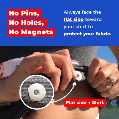 bibSNAPS Race Bib Clips - Secure Fasteners for Running, Marathon & Cycling Events | Easy Snap & Lock (4pcs)