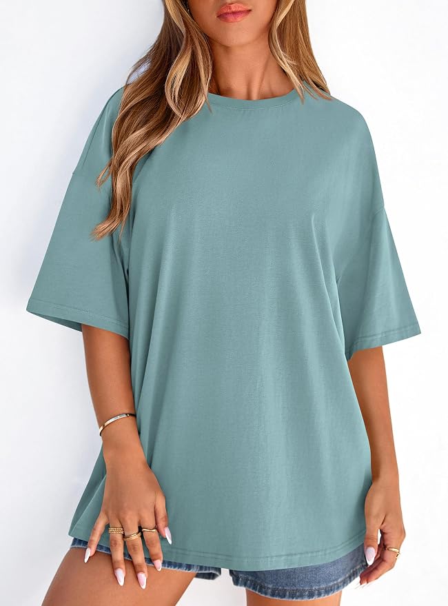 PRETTYGARDEN Womens 2026 Spring Going Out Tops Casual Short Sleeve Crewneck Loose Fit Basic Oversized T Shirts Summer Outfits
